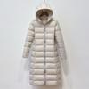 Autumn Winter Down Jacket Women Hooded Zipper Warm Down White Coats Long Sleeve Slim Clothes Long Down Coats