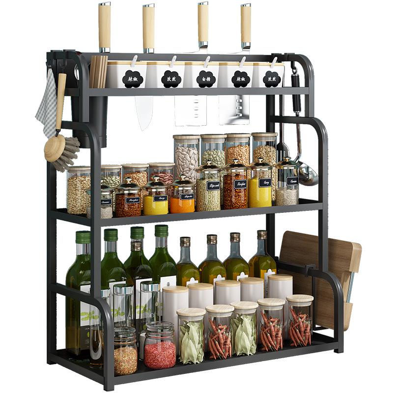 Multi-function Kitchen Countertop Rack for Seasoning, Utensils, and Knives