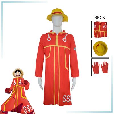 One Piece Luffy Косплей Костюм Аниме Яйцеголовый Костюм Маскировка Красная Шляпа Фэнтези Шляпа Наряды Хэллоуин Вечеринка Одежда для Взрослых