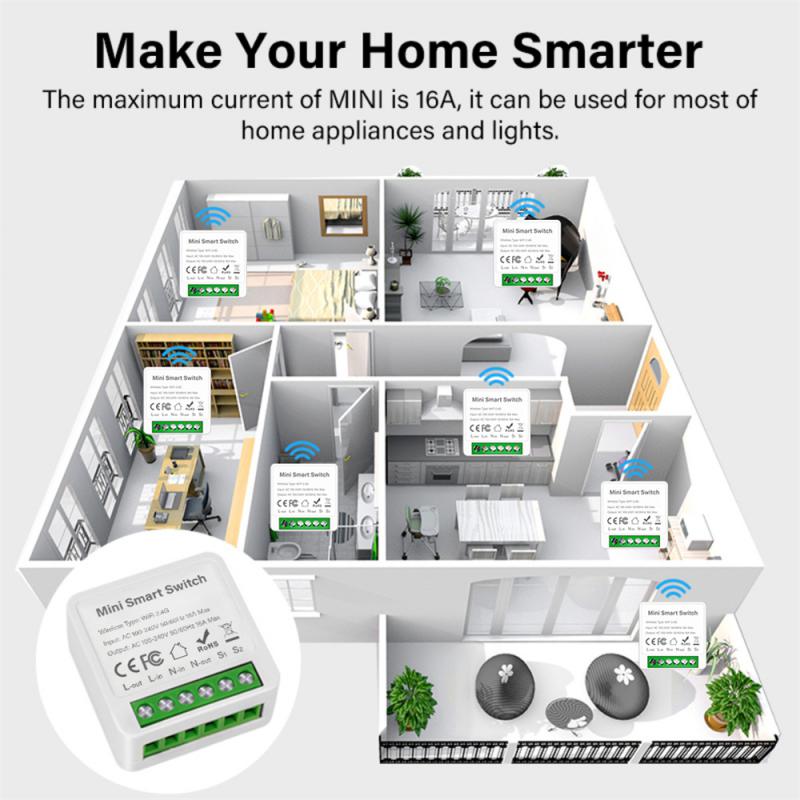 Tuya 16A Mini Smart SwitchWifi/Zigbee 1/2/3/4 Gang Support 2-way Control For Smart Life Alexa Google Home Yandex Alice Switches