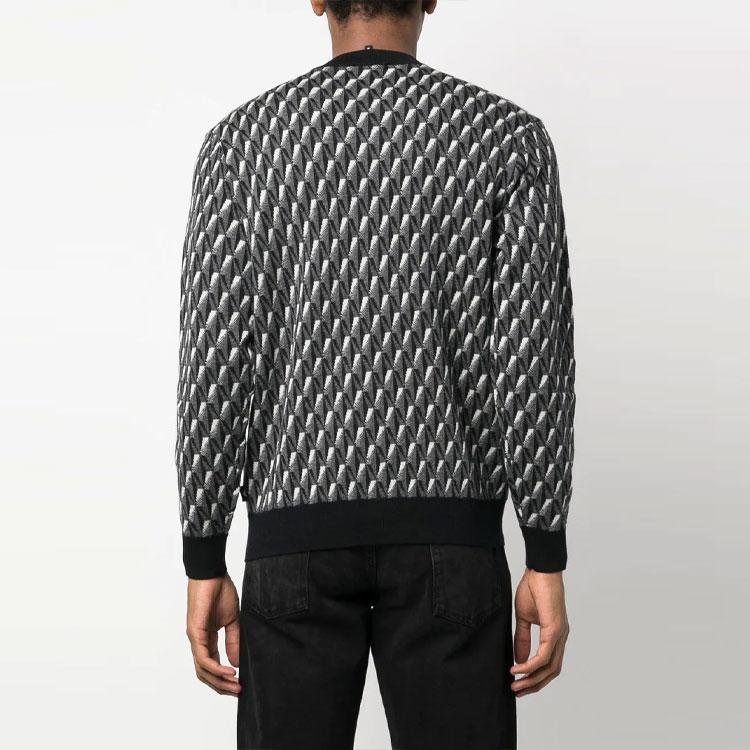 Emporio Armani FW22 Геометрический узор Логотип Вязаный Лонгслив Пуловер Толстовка Мужская толстовка Черный 6L1MXX-1MCQZ-F633
