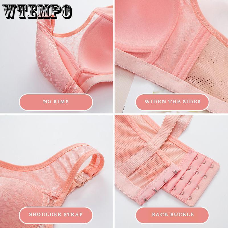 Lace Plus Size Bras Women Seamless Push Up Bra Wide Straps Underwear Mesh Breathable Soft Sexy Thin Wirel Free Large Brassiere