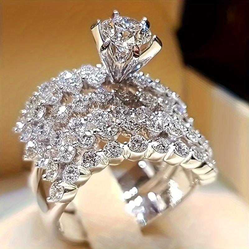 1pc Fashion Sparkling Faux Zirconia Ring for Women, Elegant Daily Wear Jewelry, Ideal Gift for Family and Friends, Boyfriend/Girlfriend on Birthday or