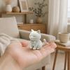 Милый 3D-печатный кот-украшение, Мини-фигурка кота матового белого цвета с галстуком-бабочкой, Настольное украшение для дома, офиса, автомобиля, Маленький подарок для любителей кошек