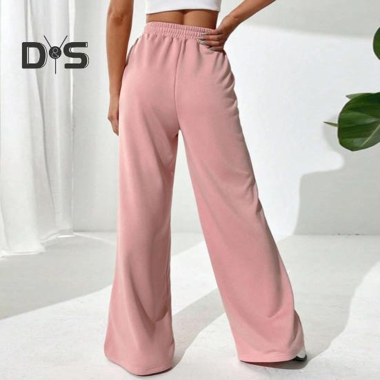 Женские брюки V-образной формы с высокой талией, прямые, широкие, длинные брюки, однотонные, свободного кроя, спортивные брюки для повседневной носки