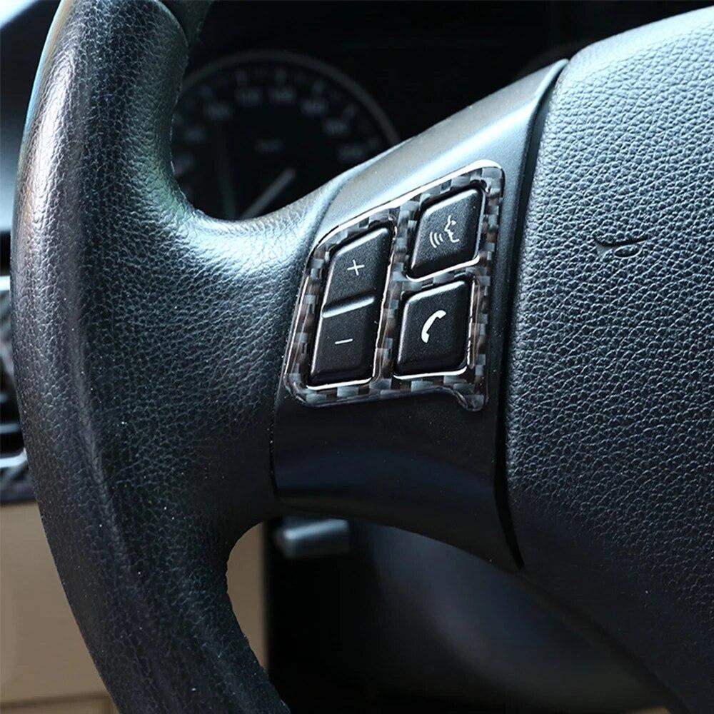 2 шт., углеродное волокно, рамка с кнопками на руль автомобиля, декоративные наклейки, аксессуары для интерьера для BMW 3 серии E90 E92 2005-2012