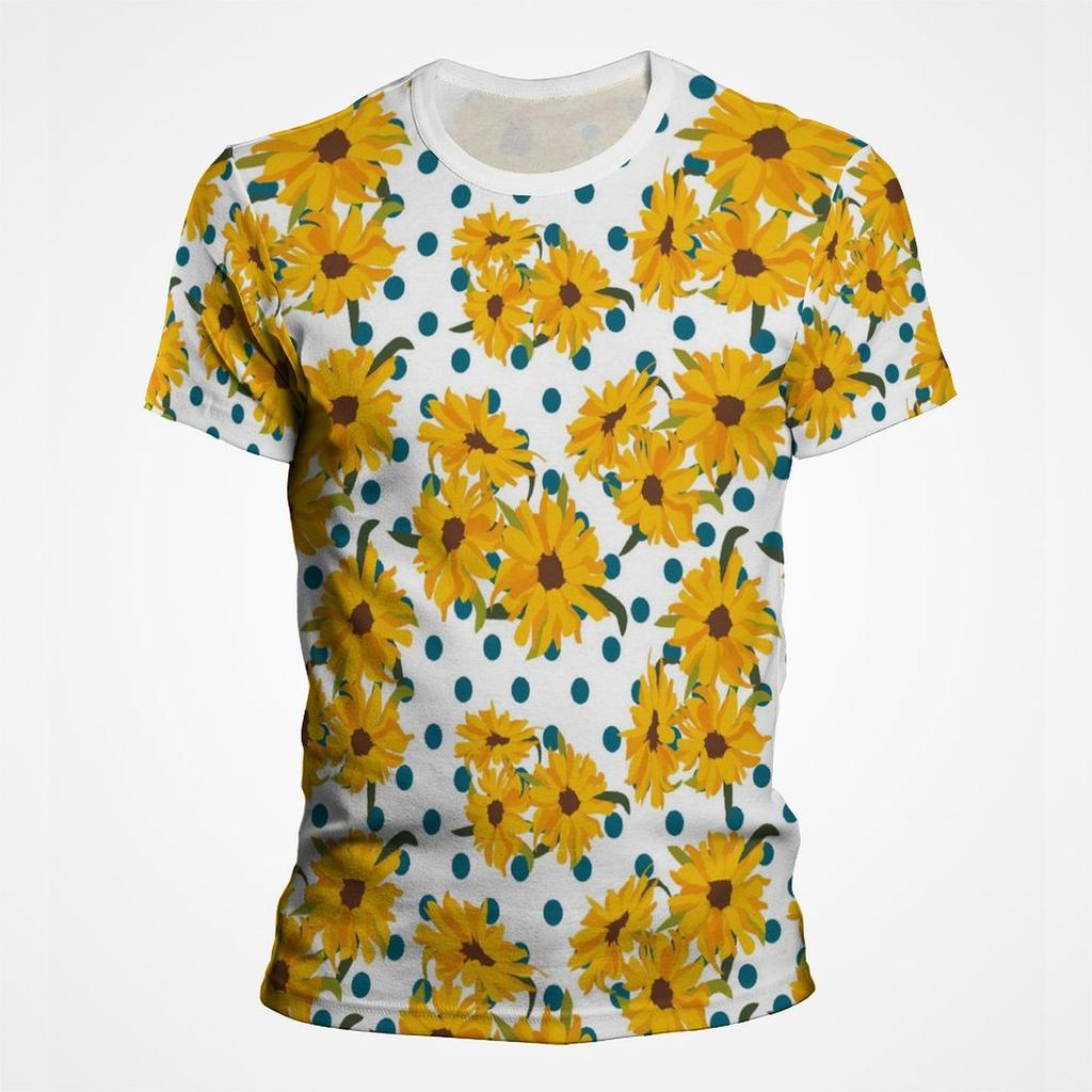 Модные футболки с 3D-принтом подсолнуха, мужские футболки с коротким рукавом и круглым вырезом, модные мужские уличные рубашки