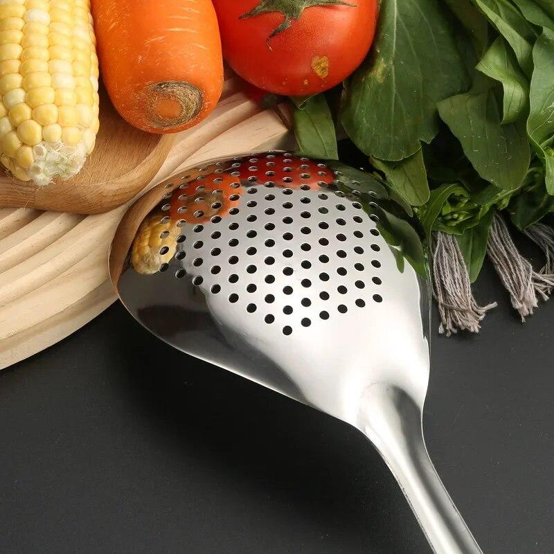 Stainless Steel Strainer Spoon Kitchen Colander Spoon Filter Sieve Food Scoop Perforated Colander With Skimmer KTY
