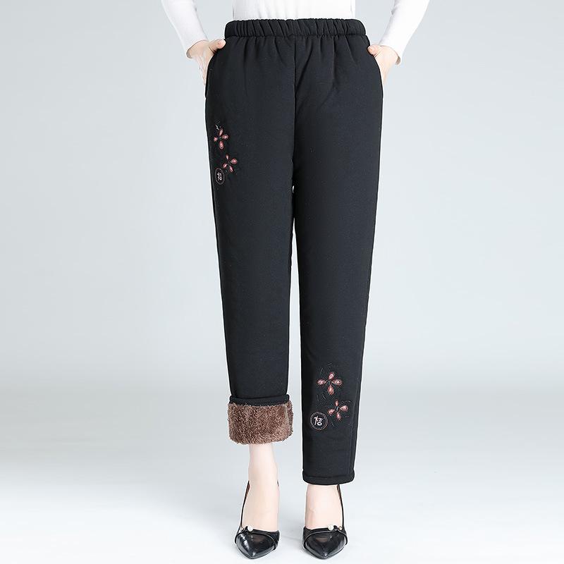 Женские осенне-зимние брюки больших размеров с подкладкой и утолщением, теплые, удобные, свободные