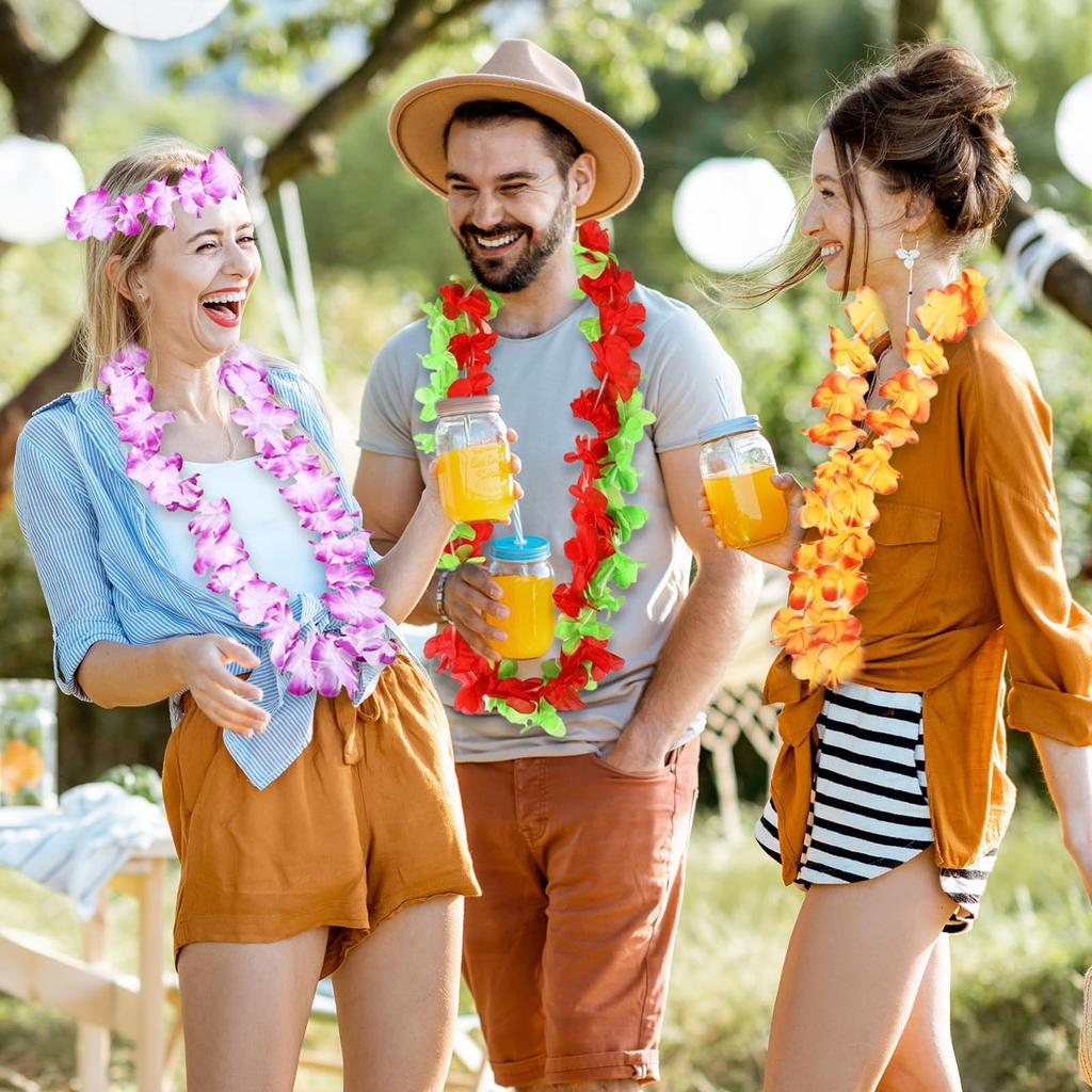 Красочные гавайские гирлянды с тропическими цветами Гавайские украшения, подходящие для летнего пляжного украшения бассейна Подарочные принадлежности