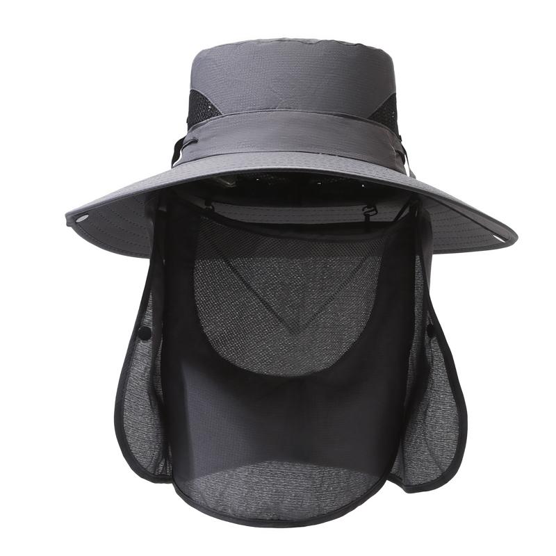 Youth Omni Directional Brim Face Shield Neck Protection Sun Hat Big Brim UV Proof Outdoor Fishing Mountaineering Cap