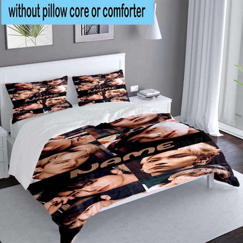 Custom Name 3PCS K-pop Idol Collage Bedding Set Including 1pc Duvet Cover And 2pcs Pillowcases for Bedroom, Dormitory Gift Home Decor