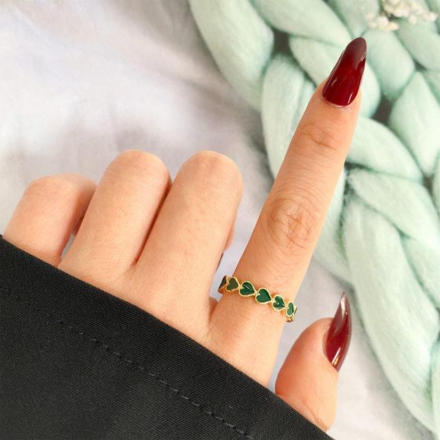 Новые креативные милые красочные двухслойные кольца в форме сердца с надписью «Любовь», винтажные металлические кольца в форме сердца для женщин и девочек, модные ювелирные изделия