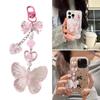 Acrylic Alloy Beaded Keychain Stylish Phone Pendant for Women Girls Elegant Keyring Gift Fashionable Bag Accessory