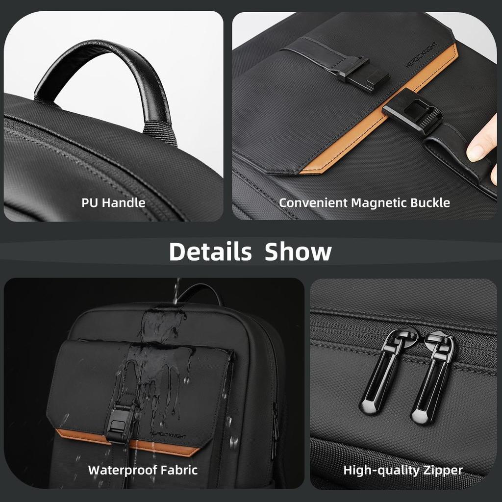 Heroic Knight Стильный деловой рюкзак для мужчин Водостойкий рюкзак для ноутбука 15,6 дюйма Большой вместимости Повседневный рюкзак для работы Университета