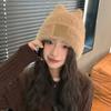 Hat Female Sweet Cute Premium Sense Leather Standard Plush Four Corner Hat Winter Warm Knitted Wool Hat