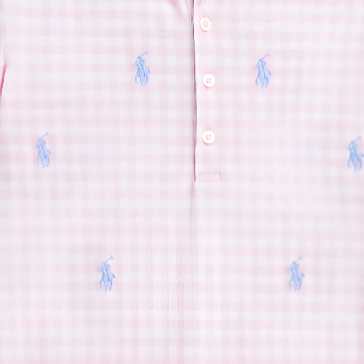 Polo Ralph Lauren SS24 Вышитый логотип в клетку Прямого покроя Разрез Короткий рукав Платье Детские платья Светло-розовый CWPODRSG3D20826-650