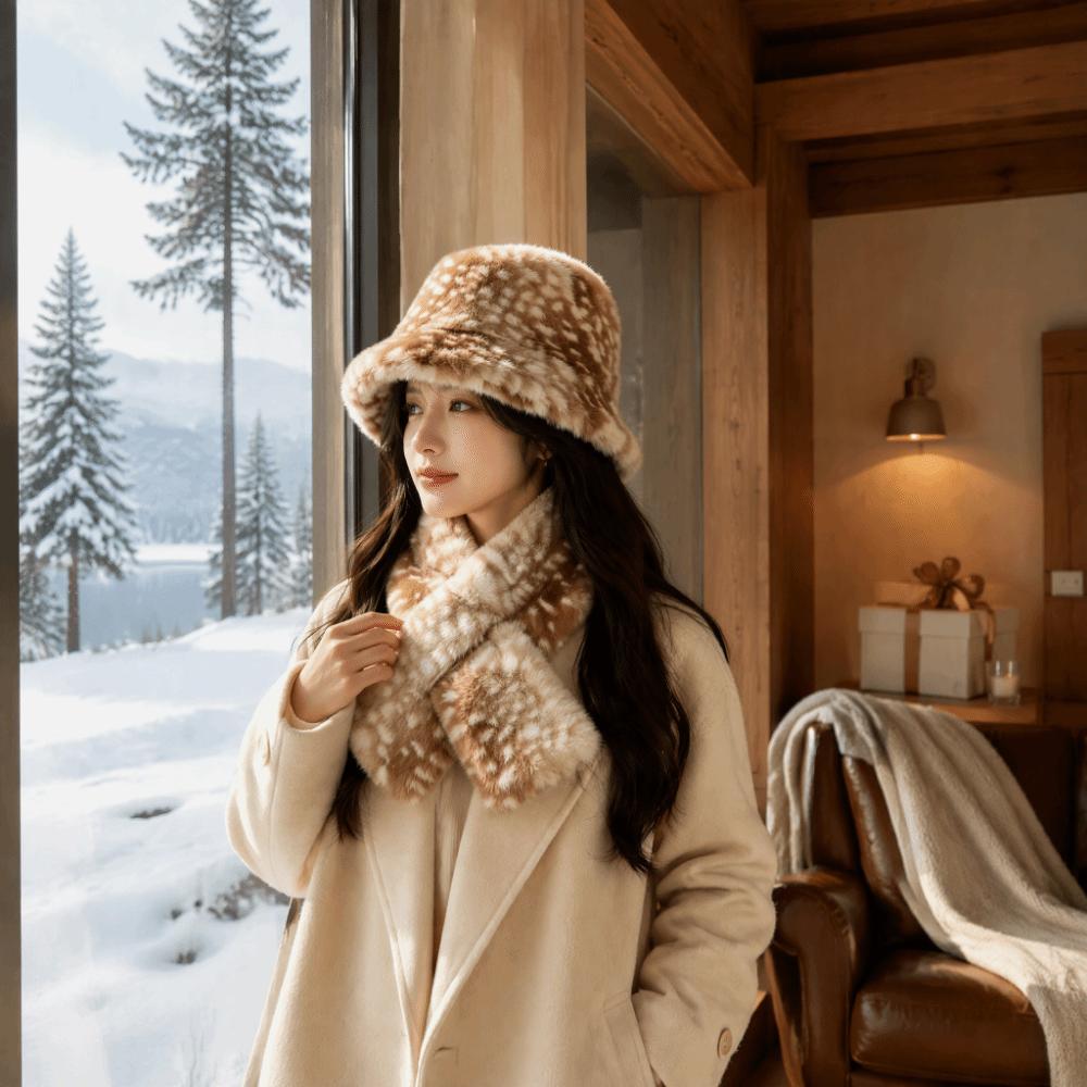 Warm Fisherman Hat Deer Patterned Plush Hat Fashion Winter Hat Autumn Winter