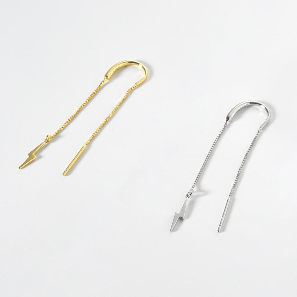 ANDYWEN Серьги-цепочки из стерлингового серебра 925 пробы с длинным шипом и пирсингом