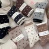 Winter Warm Thickened Polka Dot Plush Socks Women Mid-calf Socks Fall Thickened Padded Warm Socks Home Sleep Floor Sox