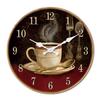 16" Retro Coffee Cup Wooden Wall Clock - Silent Decor for Living Room & Bedroom