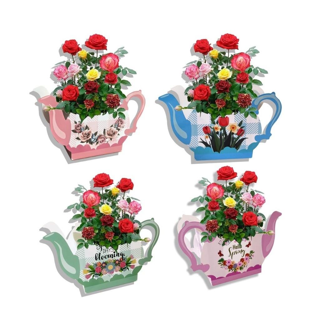 8pcs Creative Design Tea Party Decorations Floral Teapot Party Supplies Baby Shower