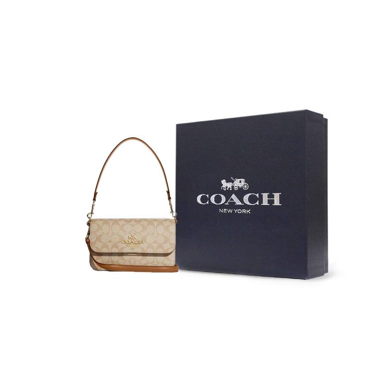 New COACH Canvas With Leather Portable Crossbody Bag, Shoulder Bag Women's Khaki CA529-IMNLJ