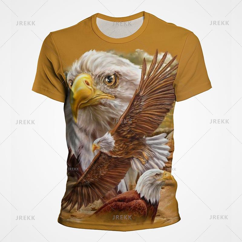 Футболки в уличном стиле с принтом американского орла и ястреба Белая голова морского орла с графическим принтом, полностью покрытая футболка Breathe Casual с коротким рукавом