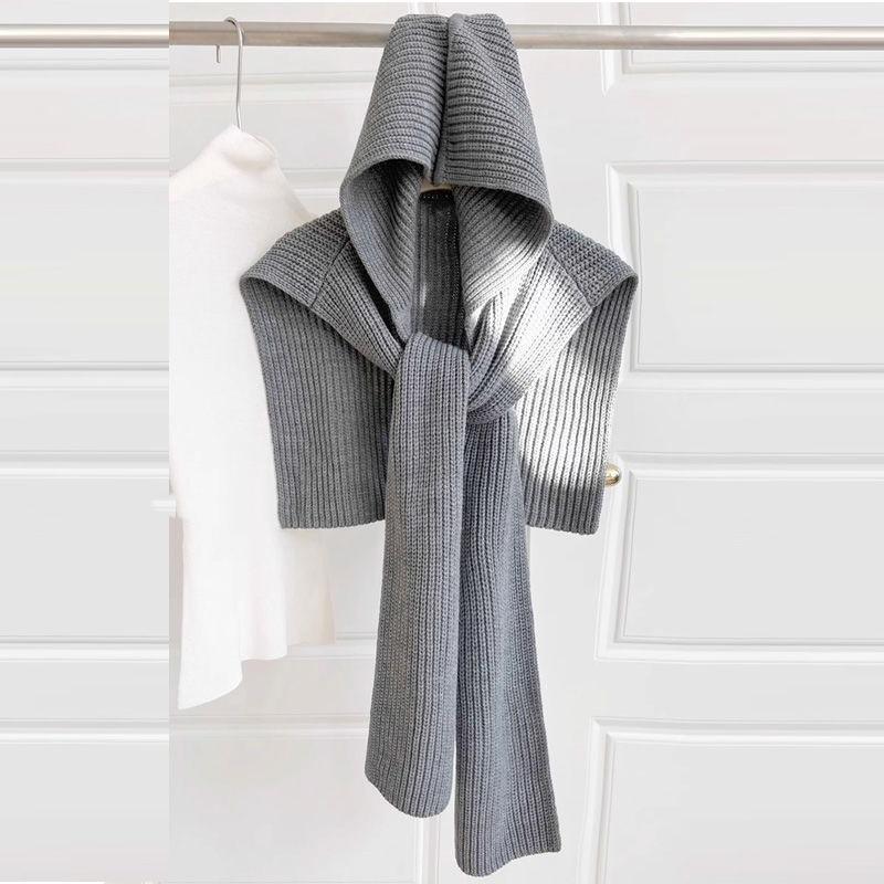 Design Sense Hooded Shawl Women Lazy Wind Autumn and Winter Outside with Navy Collar Scarf Warm Scarf Hat Integrated