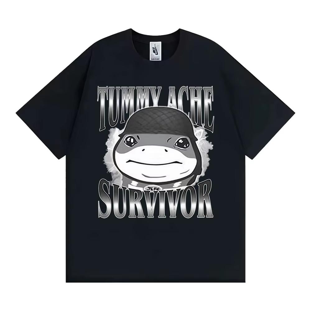 Funn Tummy Ache Survivor Jeff The Land Shark Helmet Meme T Shirts Men Women Fashion Humor Vintage Short Sleeve Oversized Tshirt