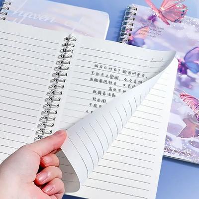 Утолщенные A5 спиральные блокноты Цветные страницы в горизонтальную линию Блокнот с перфорированными страницами Дневник Книги для студентов