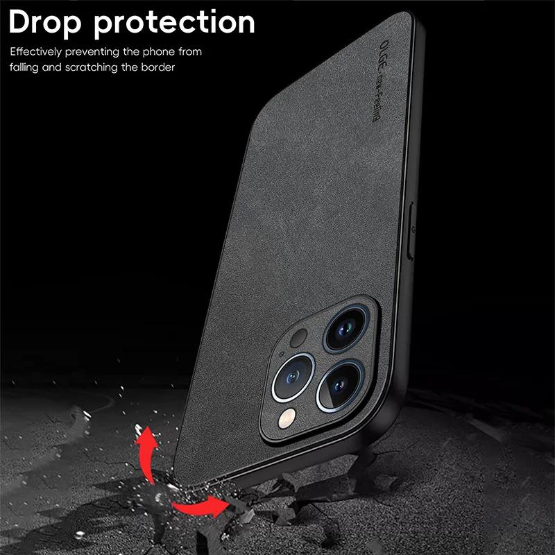 Роскошный кожаный чехол для телефона для iPhone 17 16 15 14 13 12 11 Pro Max Plus 17 Air Силиконовый Мягкая Защита Ударопрочный Чехол Funda
