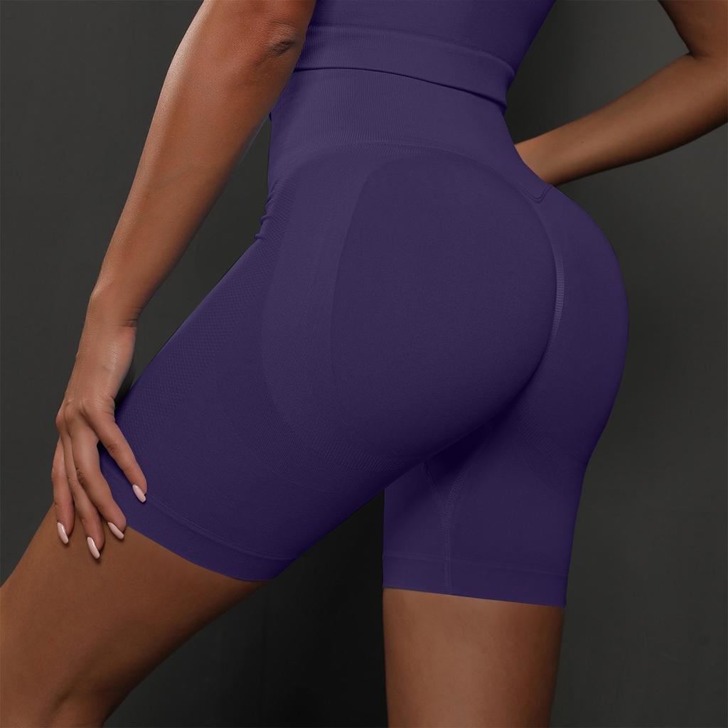 Women's Seamless Yoga Peach Pants, Running Fitness Shorts, Solid Color Shorts, Breathable Shorts