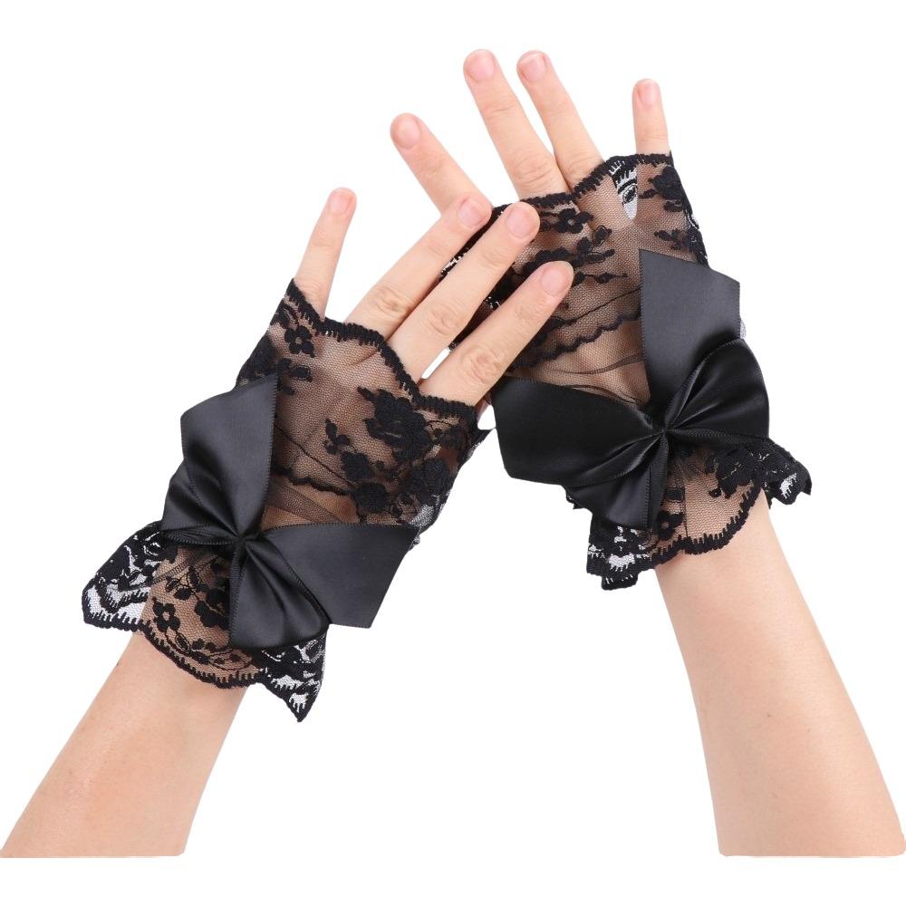 Flower Fake Sleeves Lace Short Fingerless Gloves Bridal Dress Accessory Wrist Cuffs Lolita