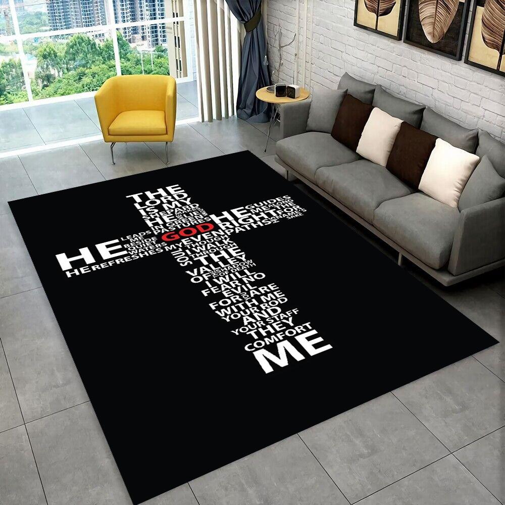 Коврик для молитвы с библейским крестом Иисуса, ковер для дома, гостиной, спальни, дивана, коврик для двери, декор для детской игры, нескользящий напольный коврик, подарок