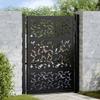 VidaXL Garden Gate Black 105x130 Cm Steel Leaf Design, Fence Door, Outdoor Door, Metal Door, 4100960