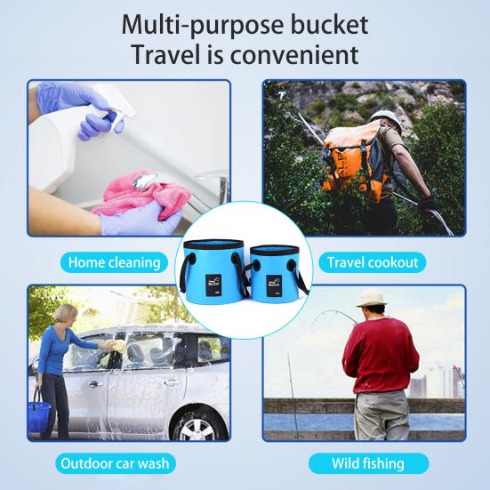 12/20L Outdoor Camping Foldable Bucket with Portable Handle Waterproof Multifunctional Car Washing Fishing Collapsible Water Storage Pail