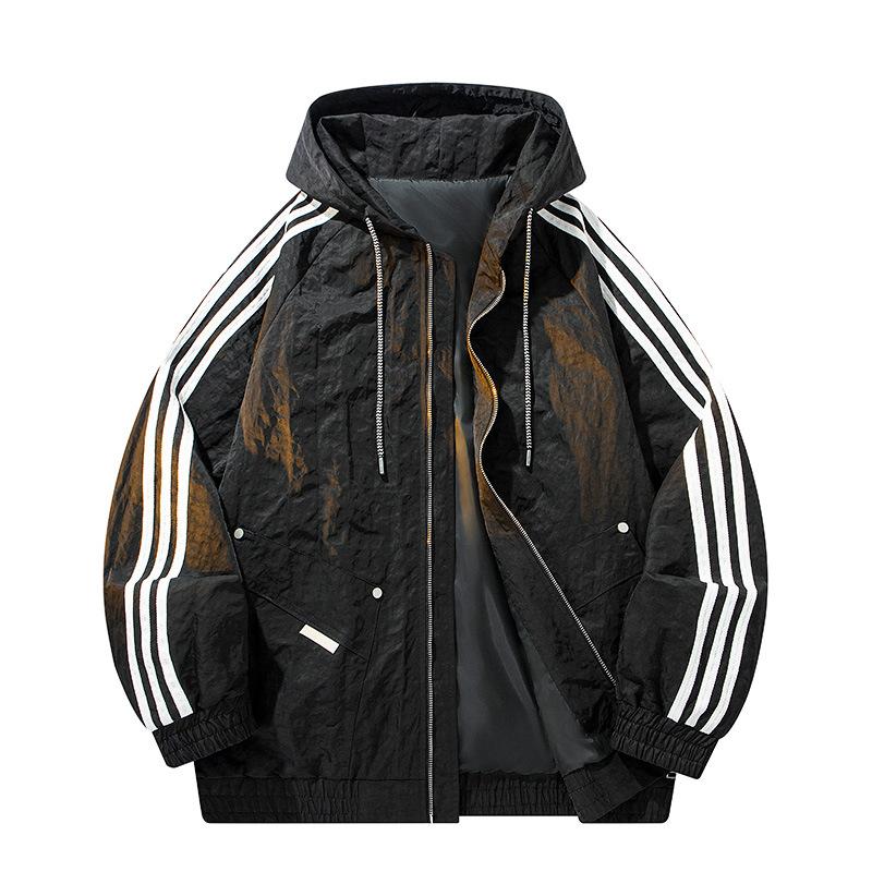 Весенне-осенняя мужская повседневная куртка большого размера, мужская куртка-кардиган спортивного стиля для полных мужчин с большой шляпой Далянь, модная куртка, мужская одежда
