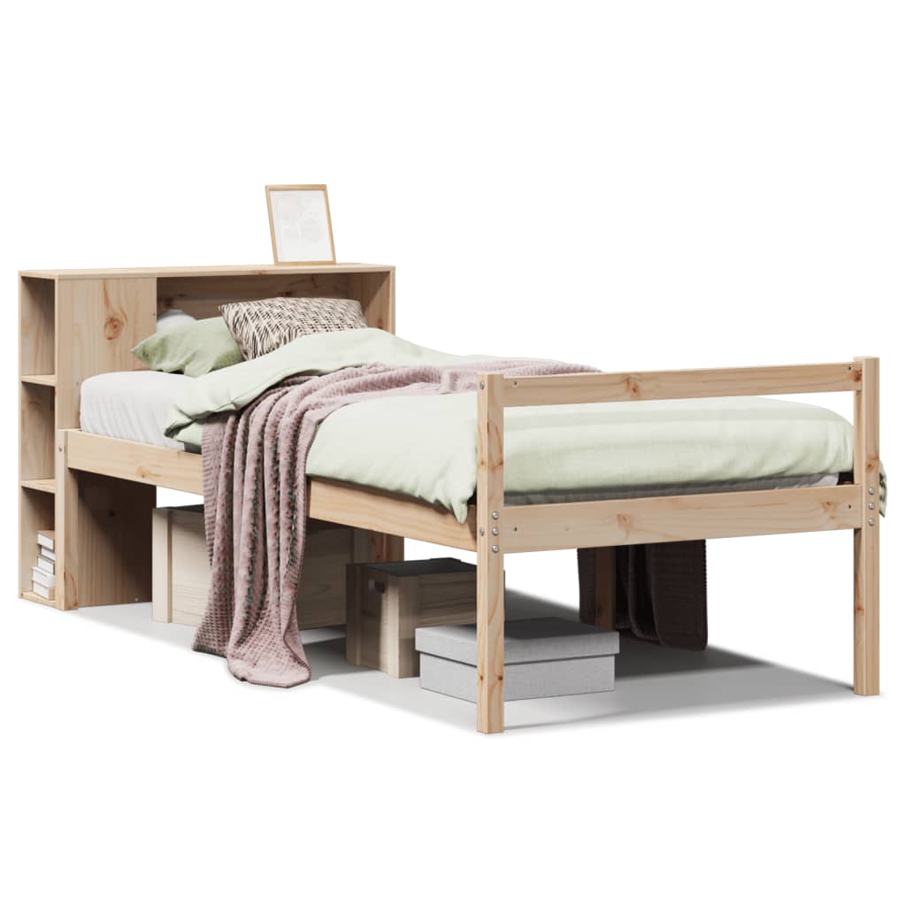 Bookshelf Bed without Mattress 75 x 190 cm Solid Pine Wood