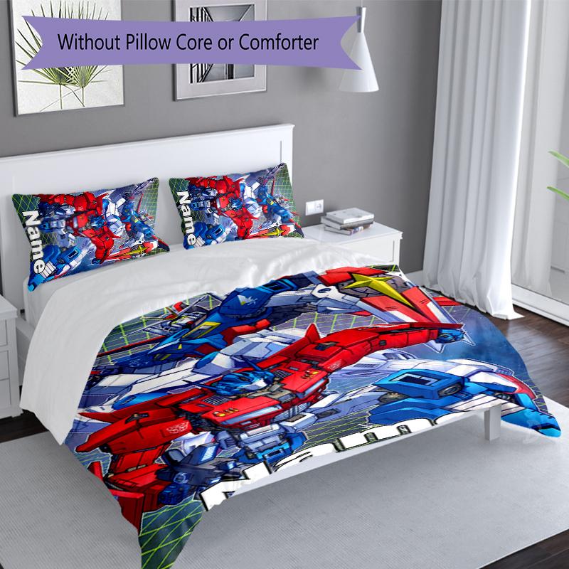 3pcs Custom Name Mobile Suit Gundam Set,Includes 1 Duvet Cover and 2 Pillowcases,All-season Bedroom Decor