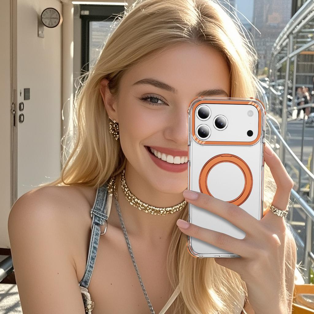 Для чехла iPhone 17 Pro, совместимого с MagSafe, TPU+PC, прозрачная противоударная накладка с подушками безопасности