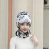 Knitted Women Warm Rex Rabbit Fur Hat Scarf Sets Winter Natural Rex Rabbit Fur Cap Scarves Russia Lady Fur Hats Muffler 2 Pieces
