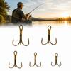 50PCS High Carbon Steel Treble Hook Set Round Bend Three Anchor Hook  Saltwater Environments