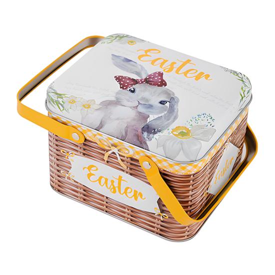 Портативная жестяная коробка для хранения пасхального печенья и конфет с 2 ручками, пустая жестяная банка, контейнер для хранения печенья и конфет для вечеринки на Пасху