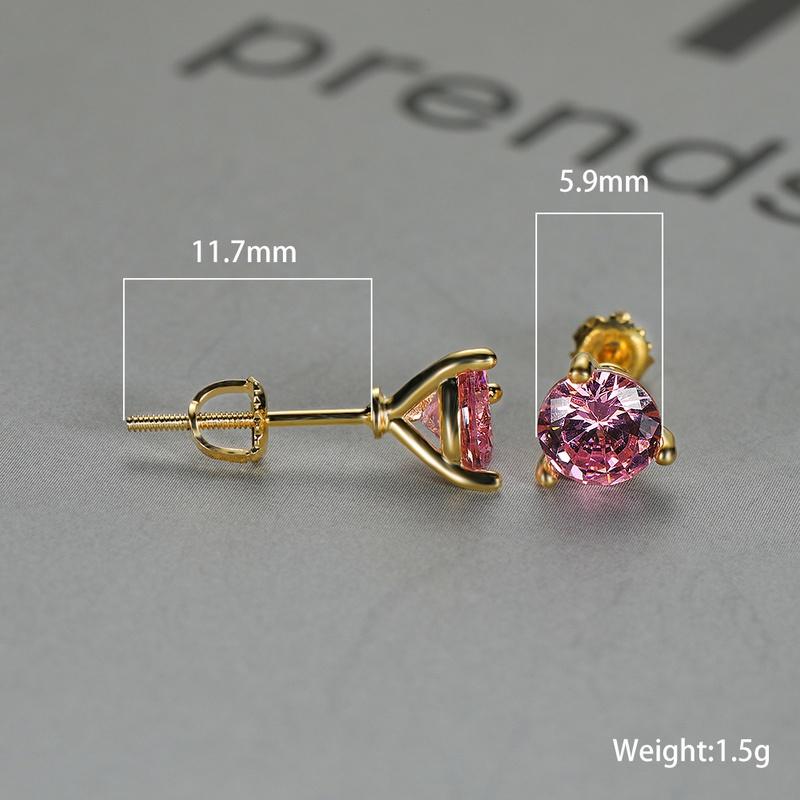 Серёжки гвоздики с кубическим цирконием и позолотой, размер камня 6х6 мм