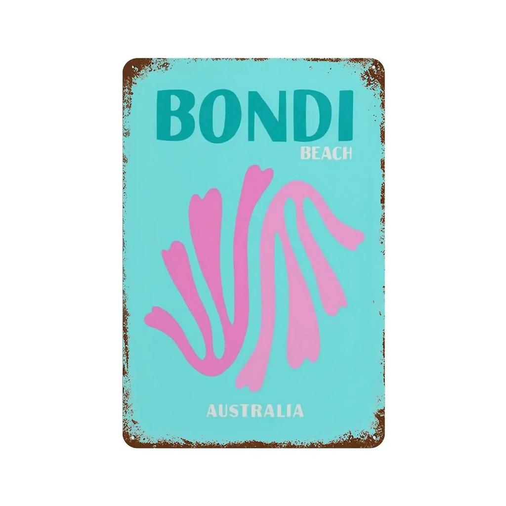 Vintage Metal Signs Decor Modern Scenic Travel Mykonos Palm Miami Wall Art Poster Prints Boho Maximalist Style Picture