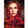 5D DIY Полный круглый дрель Алмазная картина Красные цветы Женщина Мозаика Вышивка