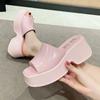 Thick-soled Slippers for Women's Summer Wear 2025 New Muffin Casual One-word Slippers Square Head Fashion Color Matching Cool Slippers for Women