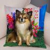 Cute Pet Animal Pillowcase Decorative Cute Puppy Chihuahua Pillowcase Soft Plush Cushion Cover for Car Sofa Home 45x45cm