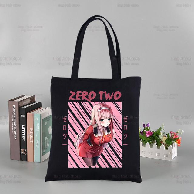ZERO TWO аниме черные женские сумки холст Darling in the Franxx Tote сумки для покупок многоразовая сумка для покупок эко складная